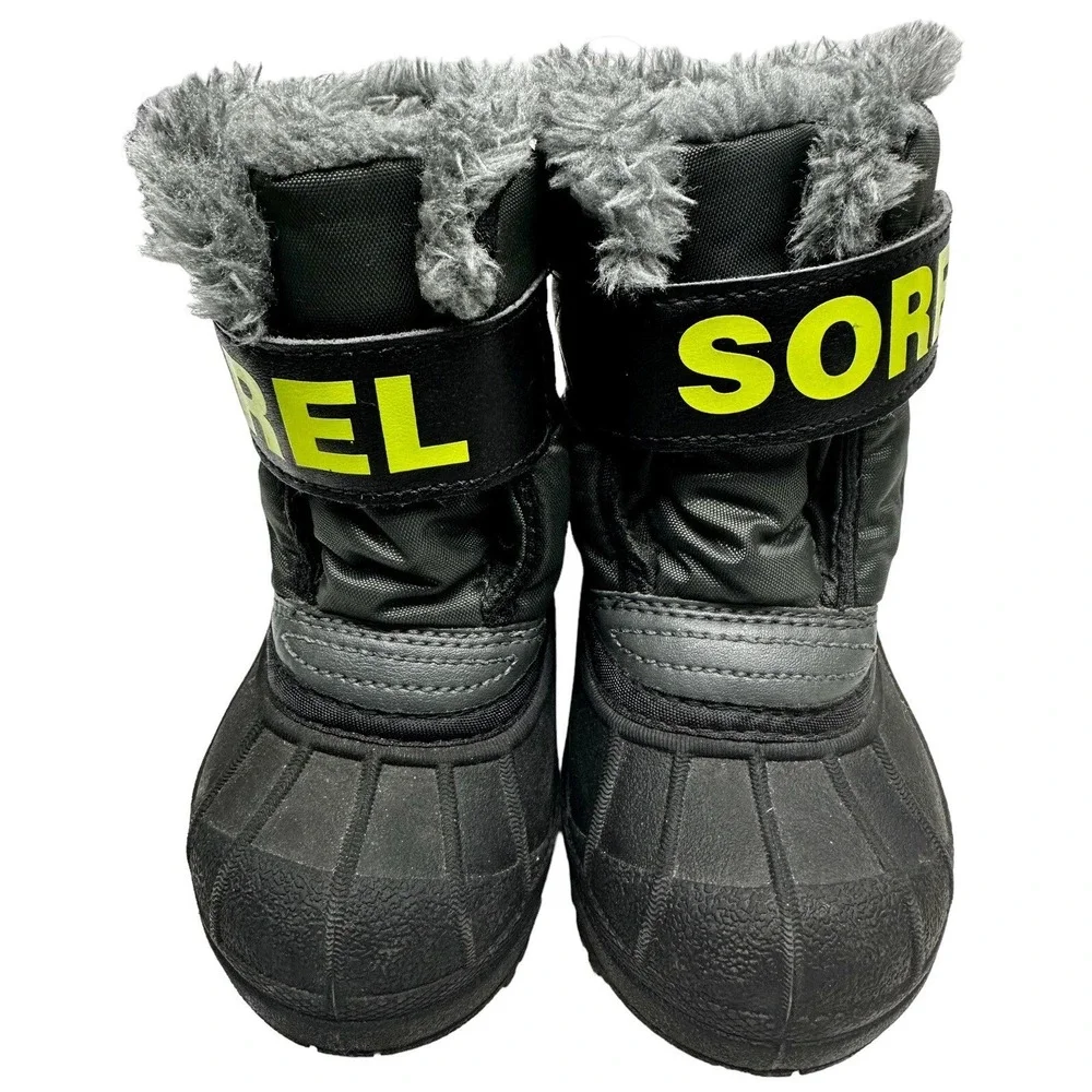 Sorel Snow Commander Winter‎ Boots Kids Childs Sz 6 Gray Waterproof NV1877-028